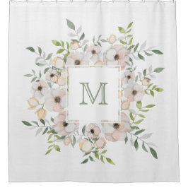 Ihr Monogramm in einem Blume Rahmen Duschvorhang