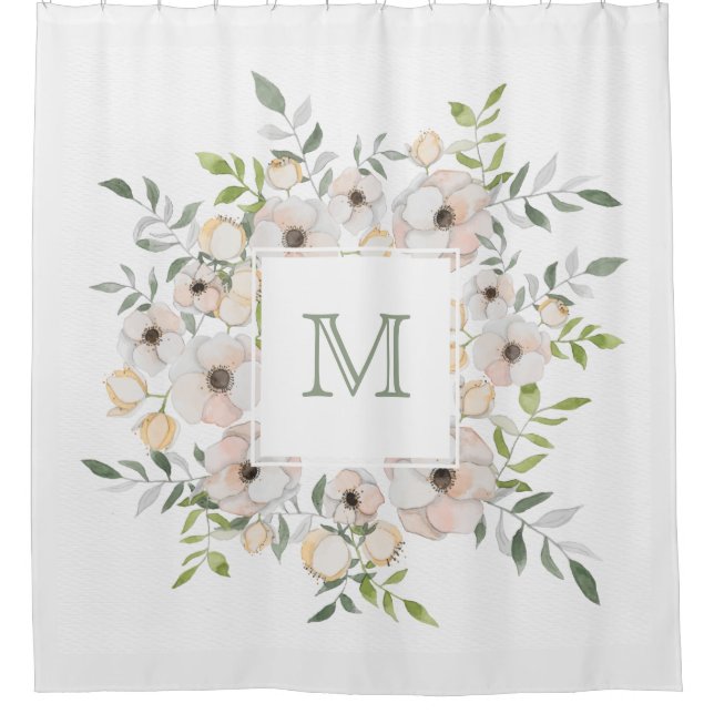 Ihr Monogramm in einem Blume Rahmen Duschvorhang (Vorderseite)