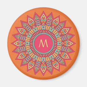 Ihr Monogramm in einem Boho-Rahmen-Magneten Magnet