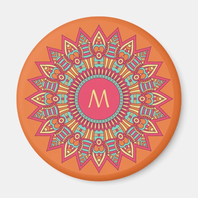 Ihr Monogramm in einem Boho-Rahmen-Magneten Magnet (Vorne)