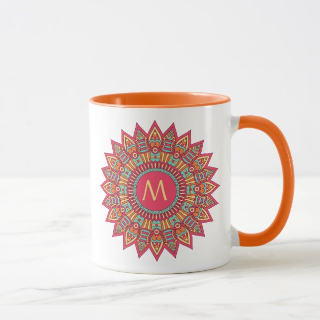 Ihr Monogramm in einem Boho-Rahmen Tasse (Rechts)