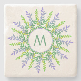 Ihr Monogramm in einem Untersetzer aus Leaf-Rahmen