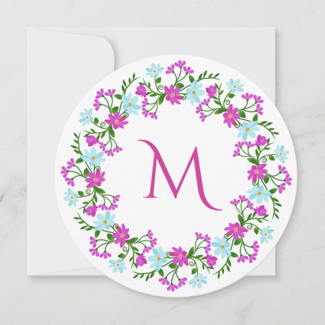 Ihr Monogramm in einer Blume Rahmen benutzerdefini Einladung (Vorderseite)