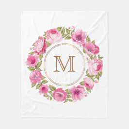 Ihr Monogramm in einer Blume-Rahmen-Decken Fleecedecke