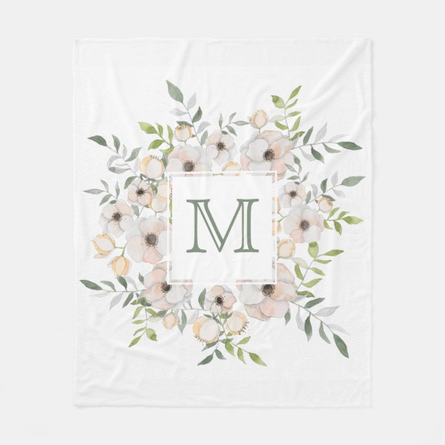 Ihr Monogramm in einer Blume-Rahmen-Decken Fleecedecke (Vorderseite)