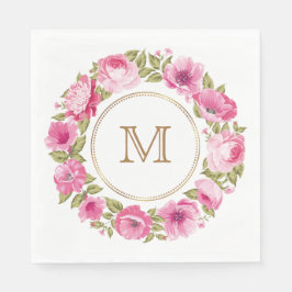 Ihr Monogramm in einer Blume-Rahmen-Papierserviett Serviette