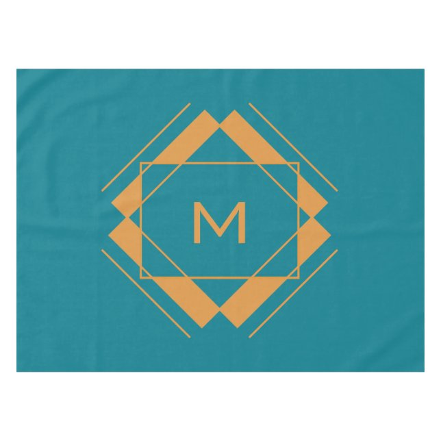 Ihr Monogramm in geometrischem Mustertuch Tischdecke (Vorderseite (Horizontal))
