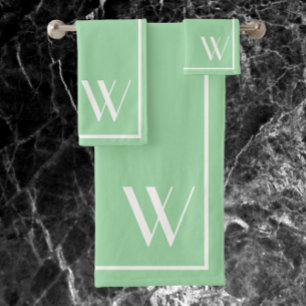 Ihr Monogramm in grünem Asche und weißem Set