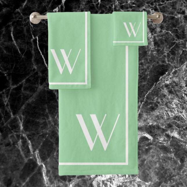 Ihr Monogramm in grünem Asche und weißem Set (Von Creator hochgeladen)