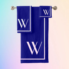 Ihr Monogramm in Marineblau und Weiß Badhandtuch Set