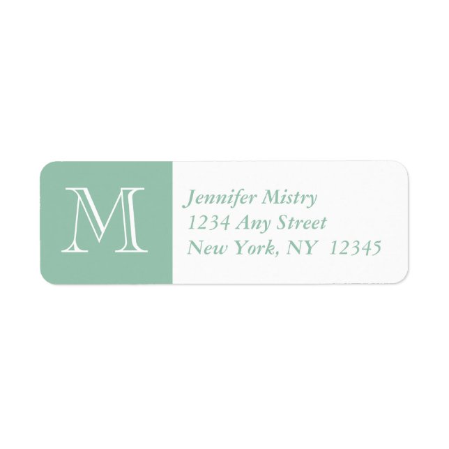 Ihr Monogramm, Jade Green Return Address Label (Vorne)