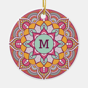 IHR Monogramm maßgeschneiderter Boho-Ornament Keramik Ornament