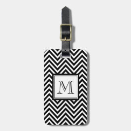 IHR MONOGRAMM, SCHWARZ ZICKZACK GEPÄCKANHÄNGER