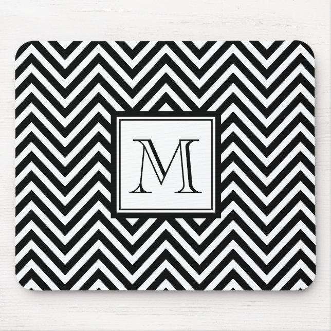 IHR MONOGRAMM, SCHWARZES ZICKZACK MOUSEPAD (Vorne)