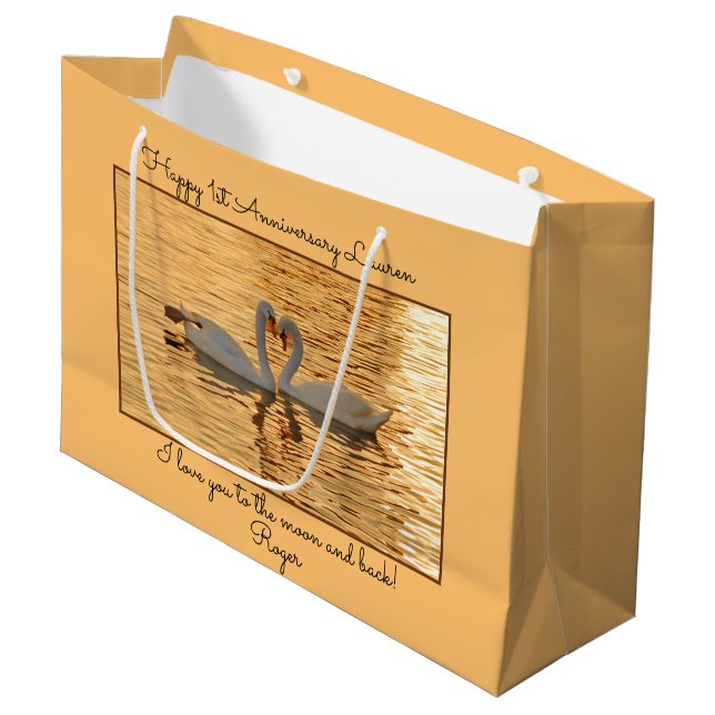 Ihr Msg Swan Couple bei Sunset Animal Fotografy Große Geschenktüte (Vorderseite Schrägansicht)