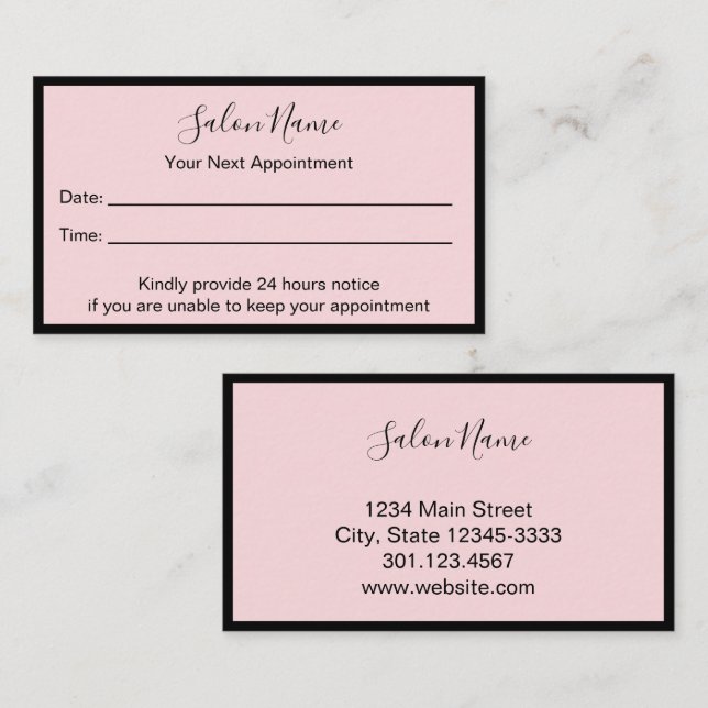 Ihr nächster Termin Beauty Salon Pale Pink Black (Vorne/Hinten)