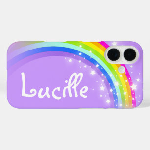 Ihr Name (6-7 Buchstaben) Regenbogenviolett iPhone 16 Hülle