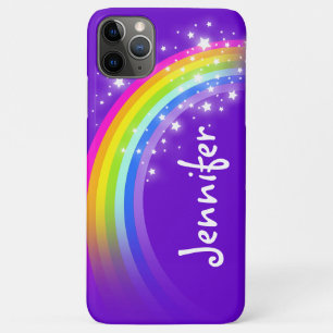 Ihr Name 8 Buchstaben Regenbogen lila Telefonzelle iPhone 11 Pro Max Hülle