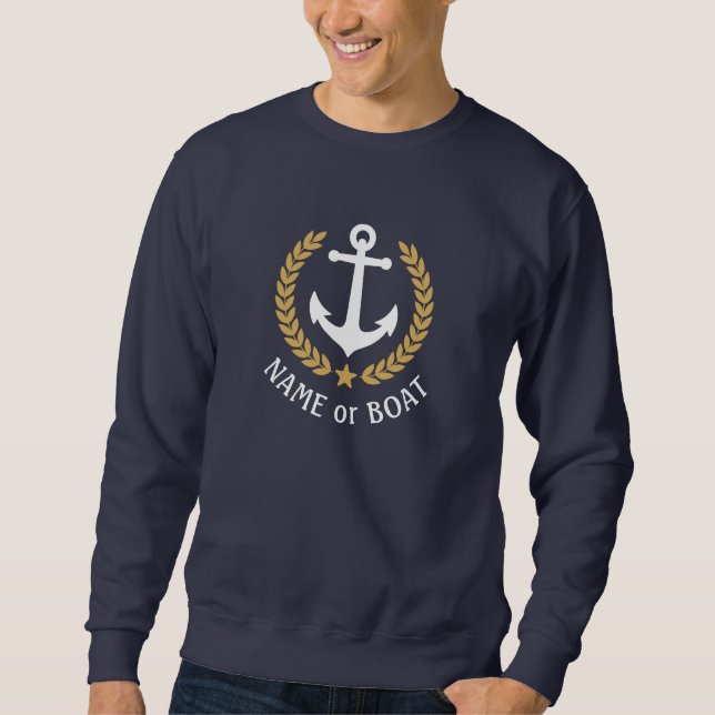 Ihr Name Anchor Gold Laurel Star Navy Sweatshirt (Vorderseite)