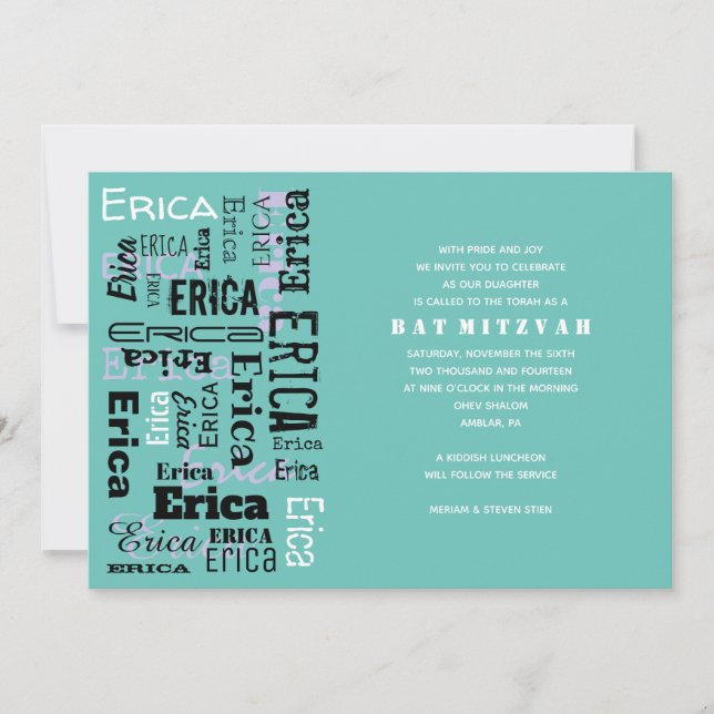 IHR NAME Anpassbare Bar Bat Mitzvah Einladung (Vorderseite)