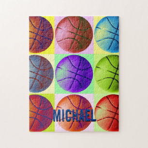 Ihr Name Anpassbare Basketball-Kunst Pop Art Puzzle