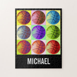 Ihr Name Anpassbare Basketball-Kunstwerk Pop Art Puzzle