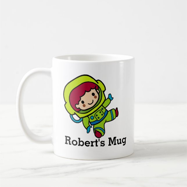 Ihr Name Astronaut Boy in Spacesuit Kaffeetasse (Links)