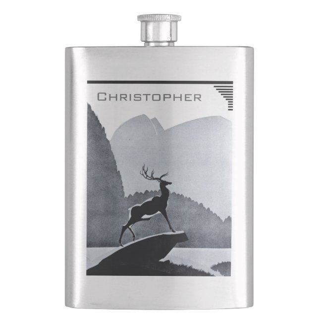 Ihr Name auf dieser See-Hirsch-Flasche Flachmann (Vorderseite)