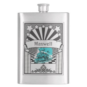Ihr Name auf dieser sich fortbewegenden Flasche Flachmann
