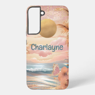 Ihr Name auf einem goldenen Sonnenstrand bei Sonne Samsung Galaxy Hülle