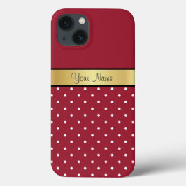 Ihr Name auf Gold, elegante, würzige Rot- und Weiß iPhone 13 Hülle