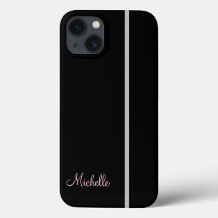 Ihr Name auf grauem Streifen auf schwarzer Grafik Case-Mate iPhone Hülle