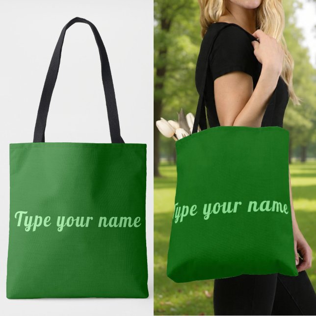 Ihr Name auf grüner Tragetasche (Green tote bag with your name)