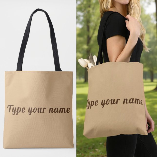 Ihr Name auf hellbrauner Tasche (Light brown tote bag with your name)