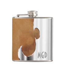 Ihr Name auf hübscher Leder-und Chrom-Flasche