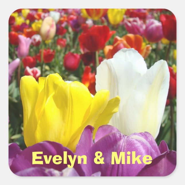 Ihr Name Aufkleber Tulip Blume Sein Name (Vorderseite)