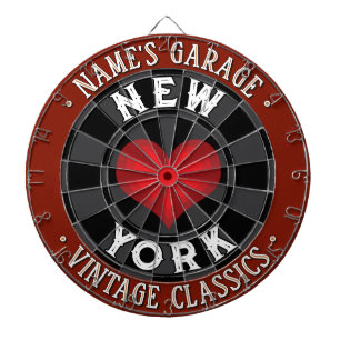 Ihr Name Auto GARAGE Vintage Classics NY HERZ Dartscheibe