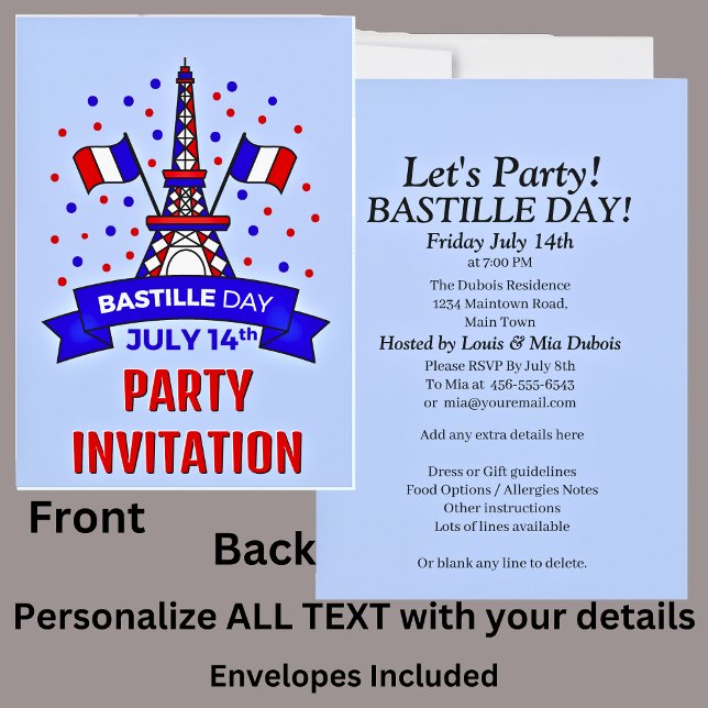 Ihr Name Bastille Day 14. Juli Celebration Party Einladung (Von Creator hochgeladen)