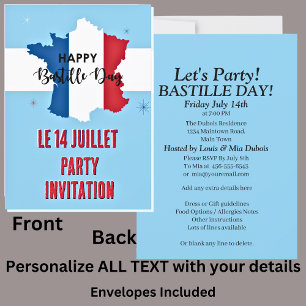 Ihr Name Bastille-Tag 14. Juli Feierparty Einladung