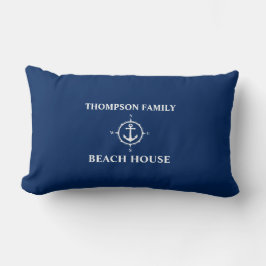 Ihr Name Beach House Compass Anchor Blue Lendenkissen