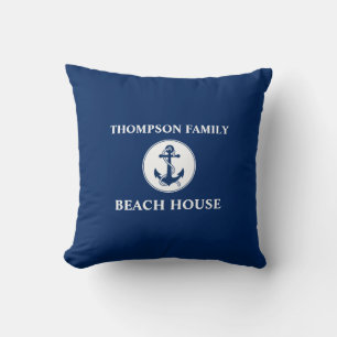 Ihr Name Beach House Rope & Anchor Blue Kissen