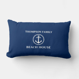Ihr Name Beach House Sea Anchor Blue Lendenkissen