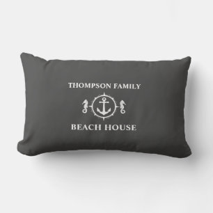 Ihr Name Beach House Seepferd Anchor Gray sh0a Lendenkissen