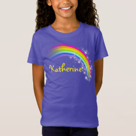 Ihr Name bis zu 9 Briefe Regenbogenviolett oben T-Shirt