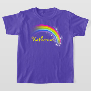 Ihr Name bis zu 9 Briefe Regenbogenviolett oben T-Shirt
