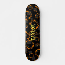 Ihr Name Black Demon Orange Squares Circles Trend Skateboard