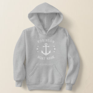 Ihr Name & Boat Vintag Anchor Stars Grau & Weiß Hoodie