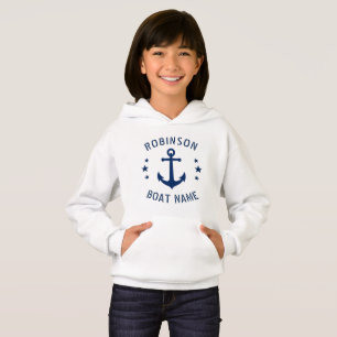 Ihr Name & Boot Vintag Anchor Stars Blue & White Hoodie