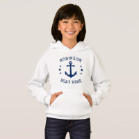 Ihr Name & Boot Vintage-Anker Sterne Blau & Weiß