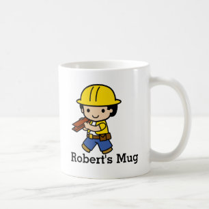 Ihr Name Builder Boy in Yellow Hard Hat Kaffeetasse